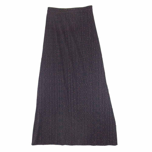 PLEATS PLEASE プリーツプリーズ イッセイミヤケ ISSEY MIYAKE イッセイミヤケ PP94-JG583 ウェーブステッチテキスタイル ロングスカート ブラック系 3【美品】【中古】