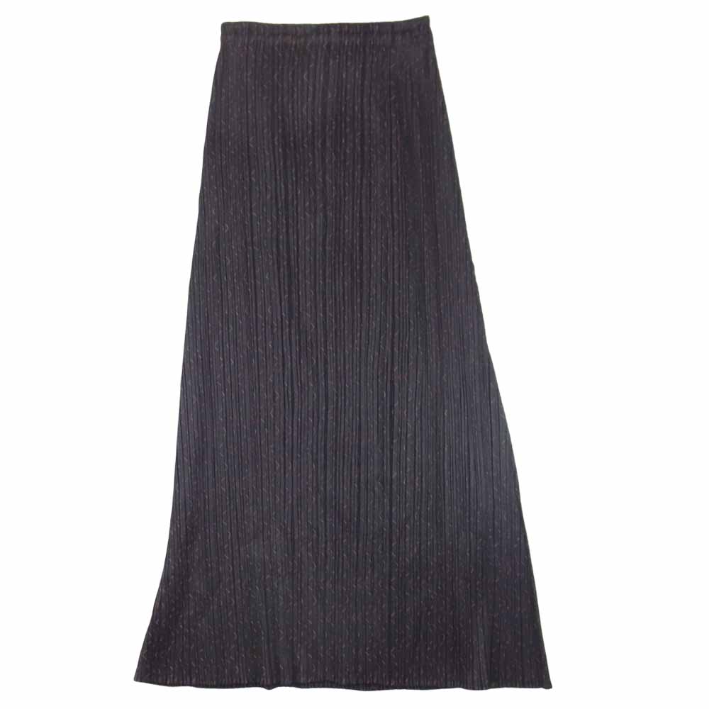 PLEATS PLEASE プリーツプリーズ イッセイミヤケ ISSEY MIYAKE イッセイミヤケ PP94-JG583 ウェーブステッチテキスタイル ロングスカート ブラック系 3【美品】【中古】