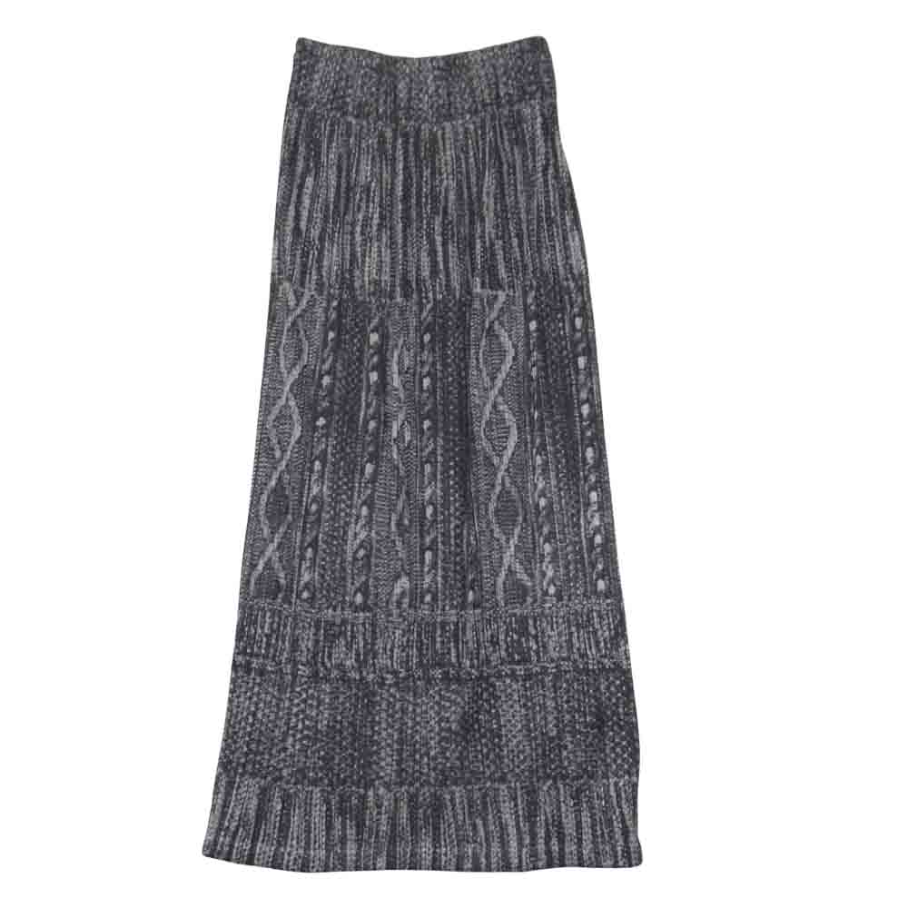 PLEATS PLEASE プリーツプリーズ イッセイミヤケ ISSEY MIYAKE イッセイミヤケ PP64-JG439 プリーツ加工 ケーブル編み転写プリント ロングスカート グレー系 2【美品】【中古】