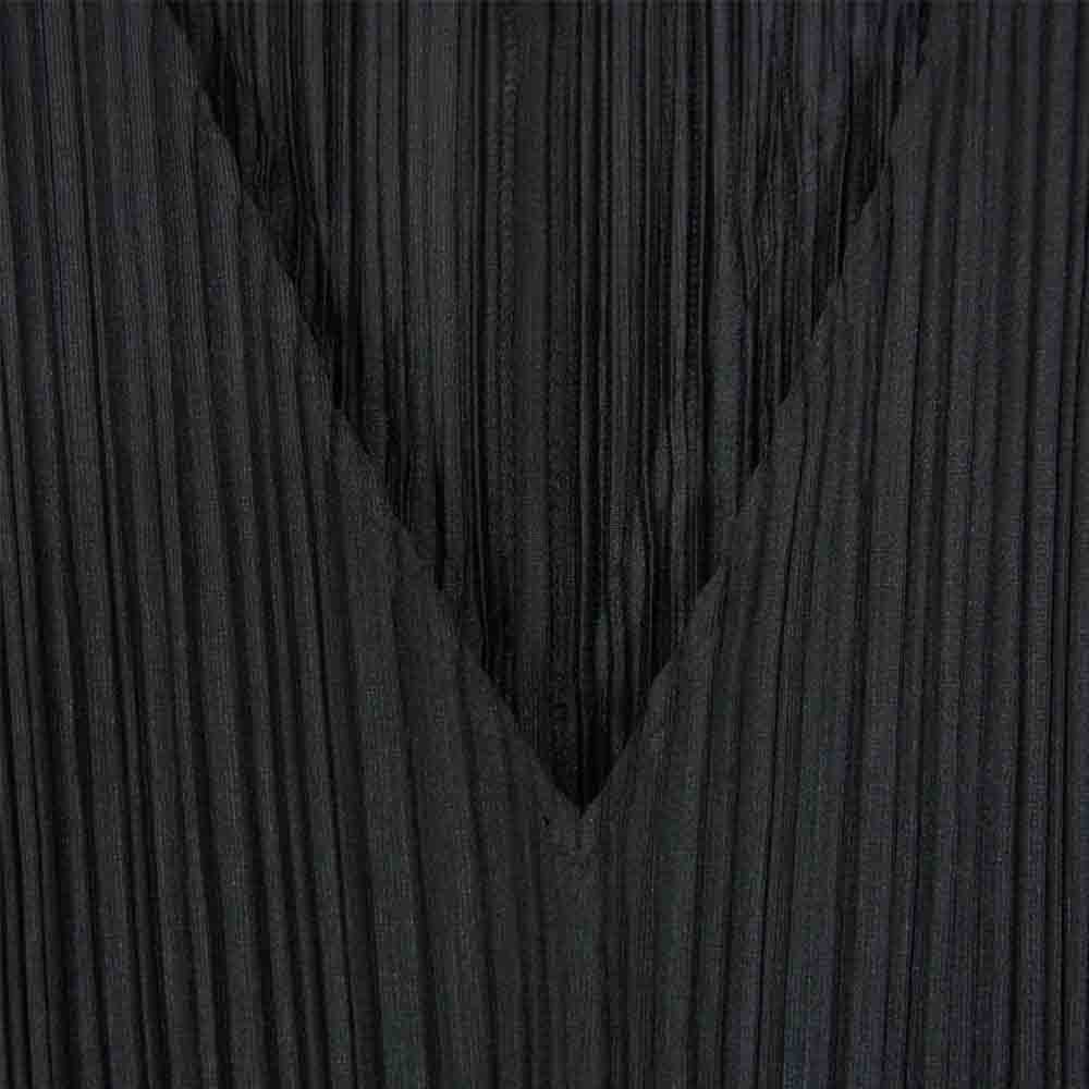 PLEATS PLEASE プリーツプリーズ イッセイミヤケ ISSEY MIYAKE イッセイミヤケ PP05-JH111 プリーツ加工 Vネック 半袖 マキシ ワンピース ブラック系 3【美品】【中古】