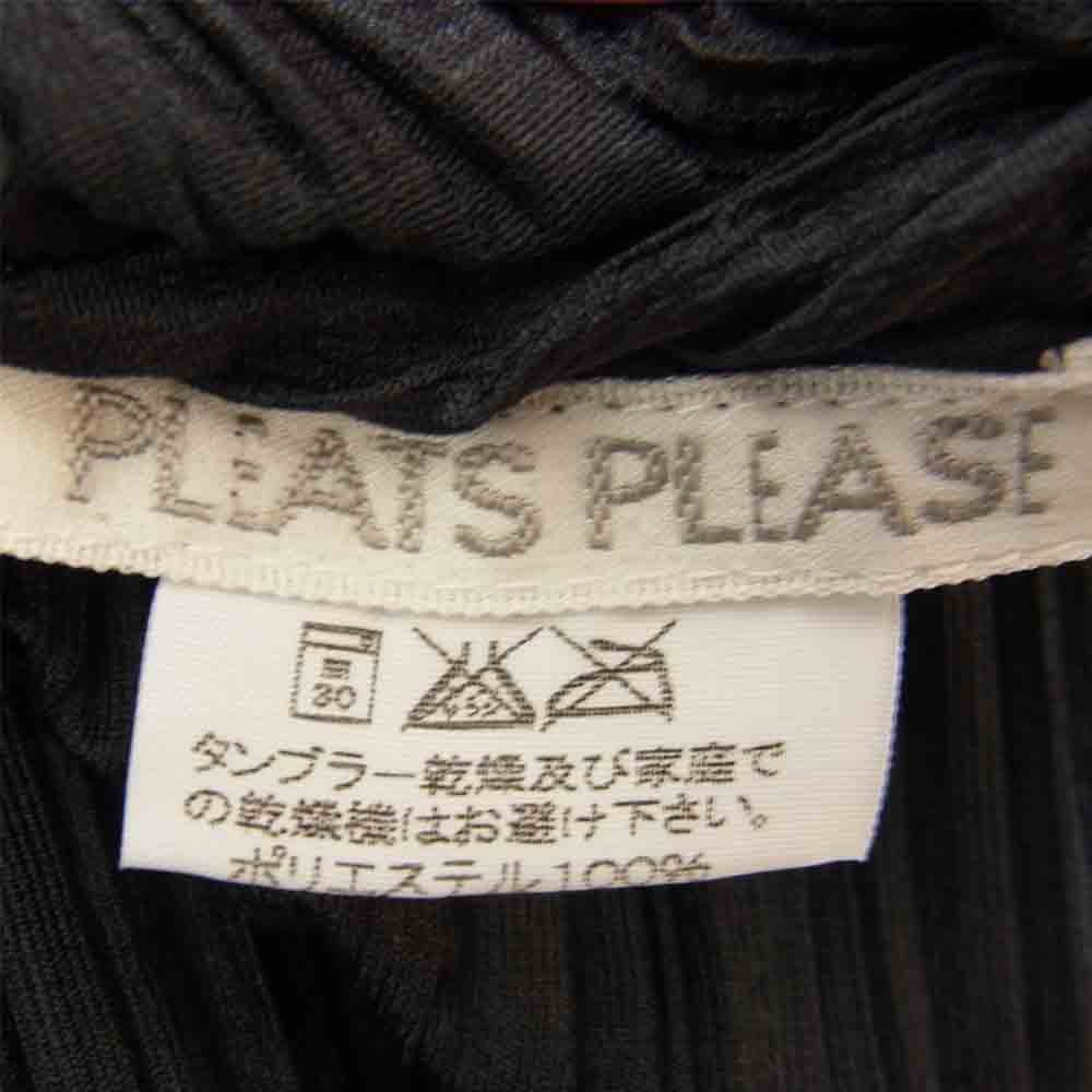 PLEATS PLEASE プリーツプリーズ イッセイミヤケ ISSEY MIYAKE イッセイミヤケ PP05-JH111 プリーツ加工 Vネック 半袖 マキシ ワンピース ブラック系 3【美品】【中古】