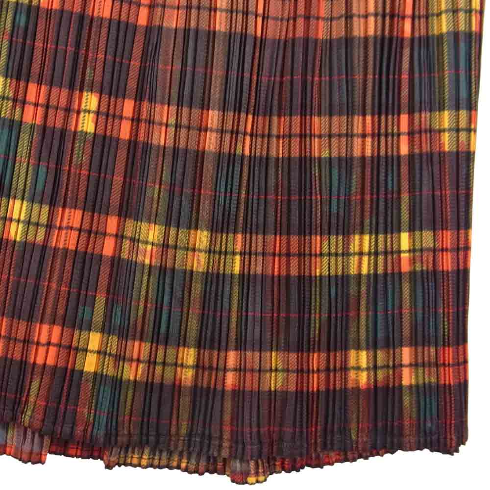 PLEATS PLEASE プリーツプリーズ イッセイミヤケ ISSEY MIYAKE イッセイミヤケ PP64-JG444 タータンチェック マキシ ラップスカート レッド系 3【美品】【中古】