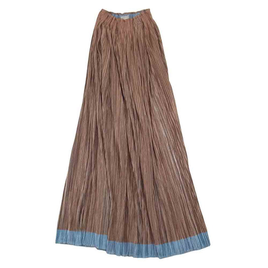 PLEATS PLEASE プリーツプリーズ イッセイミヤケ ISSEY MIYAKE イッセイミヤケ PP12-JG113 プリーツ加工 バイカラー タック ロング スカート ベージュ系 2【美品】【中古】