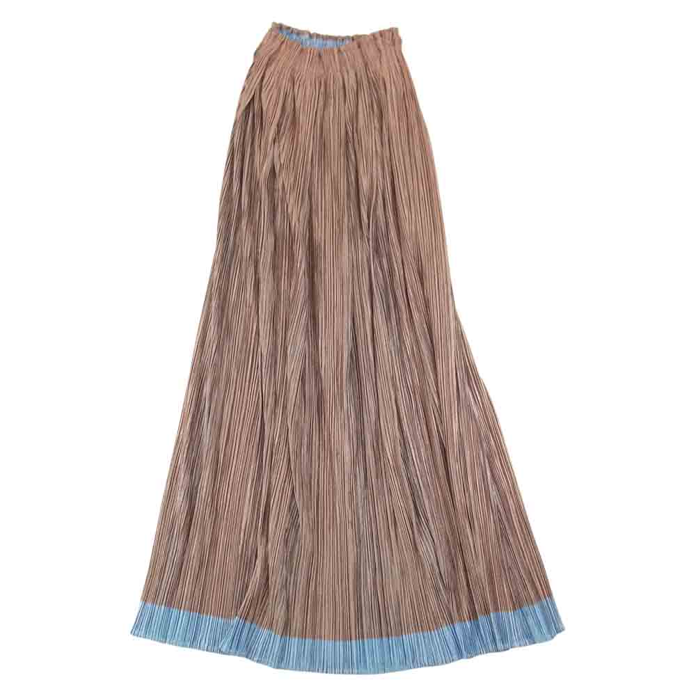 PLEATS PLEASE プリーツプリーズ イッセイミヤケ ISSEY MIYAKE イッセイミヤケ PP12-JG113 プリーツ加工 バイカラー タック ロング スカート ベージュ系 2【美品】【中古】