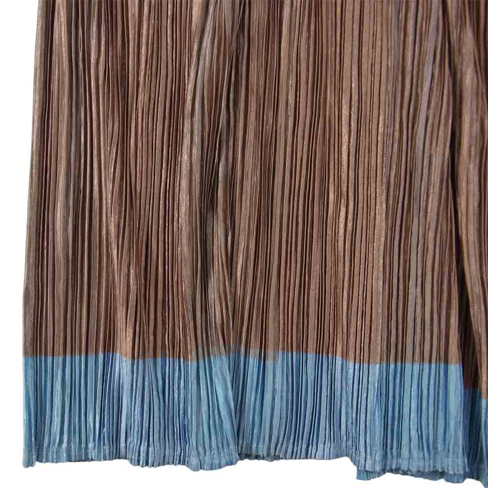 PLEATS PLEASE プリーツプリーズ イッセイミヤケ ISSEY MIYAKE イッセイミヤケ PP12-JG113 プリーツ加工 バイカラー タック ロング スカート ベージュ系 2【美品】【中古】