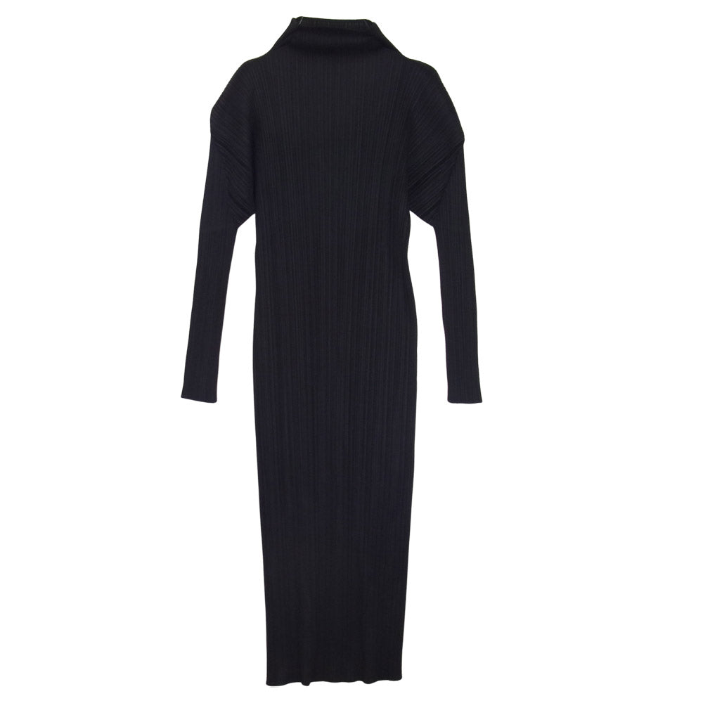 PLEATS PLEASE プリーツプリーズ イッセイミヤケ ISSEY MIYAKE イッセイミヤケ PP04-JH632 プリーツ加工 ハイネック マキシ ワンピース ブラック系 3【美品】【中古】