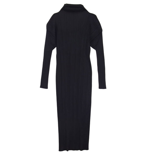 PLEATS PLEASE プリーツプリーズ イッセイミヤケ ISSEY MIYAKE イッセイミヤケ PP04-JH632 プリーツ加工 ハイネック マキシ ワンピース ブラック系 3【美品】【中古】