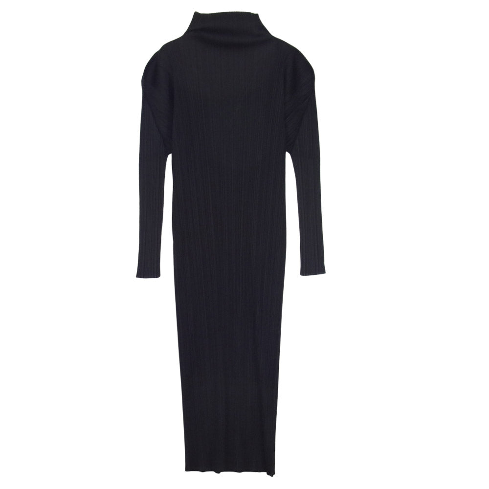 PLEATS PLEASE プリーツプリーズ イッセイミヤケ ISSEY MIYAKE イッセイミヤケ PP04-JH632 プリーツ加工 ハイネック マキシ ワンピース ブラック系 3【美品】【中古】