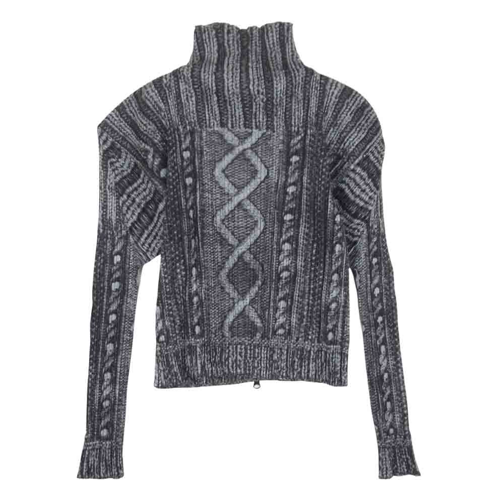 PLEATS PLEASE プリーツプリーズ イッセイミヤケ ISSEY MIYAKE イッセイミヤケ PP64-JC431 プリーツ加工 ケーブル編み転写プリント ハイネック ジップアップ ジャケット グレー系 3【美品】【中古】