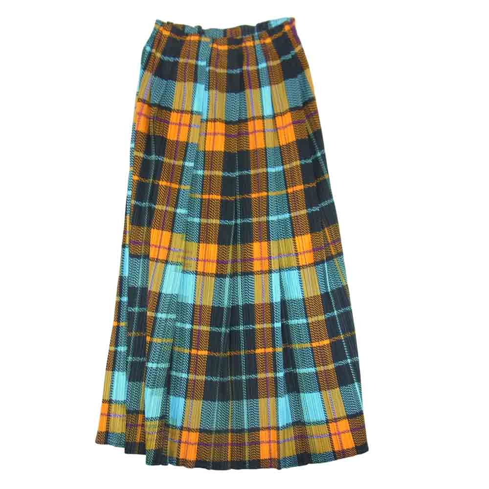 PLEATS PLEASE プリーツプリーズ イッセイミヤケ ISSEY MIYAKE イッセイミヤケ PP14-JG366 プリーツ加工 チェック ロング プリーツスカート マルチカラー系 2【美品】【中古】