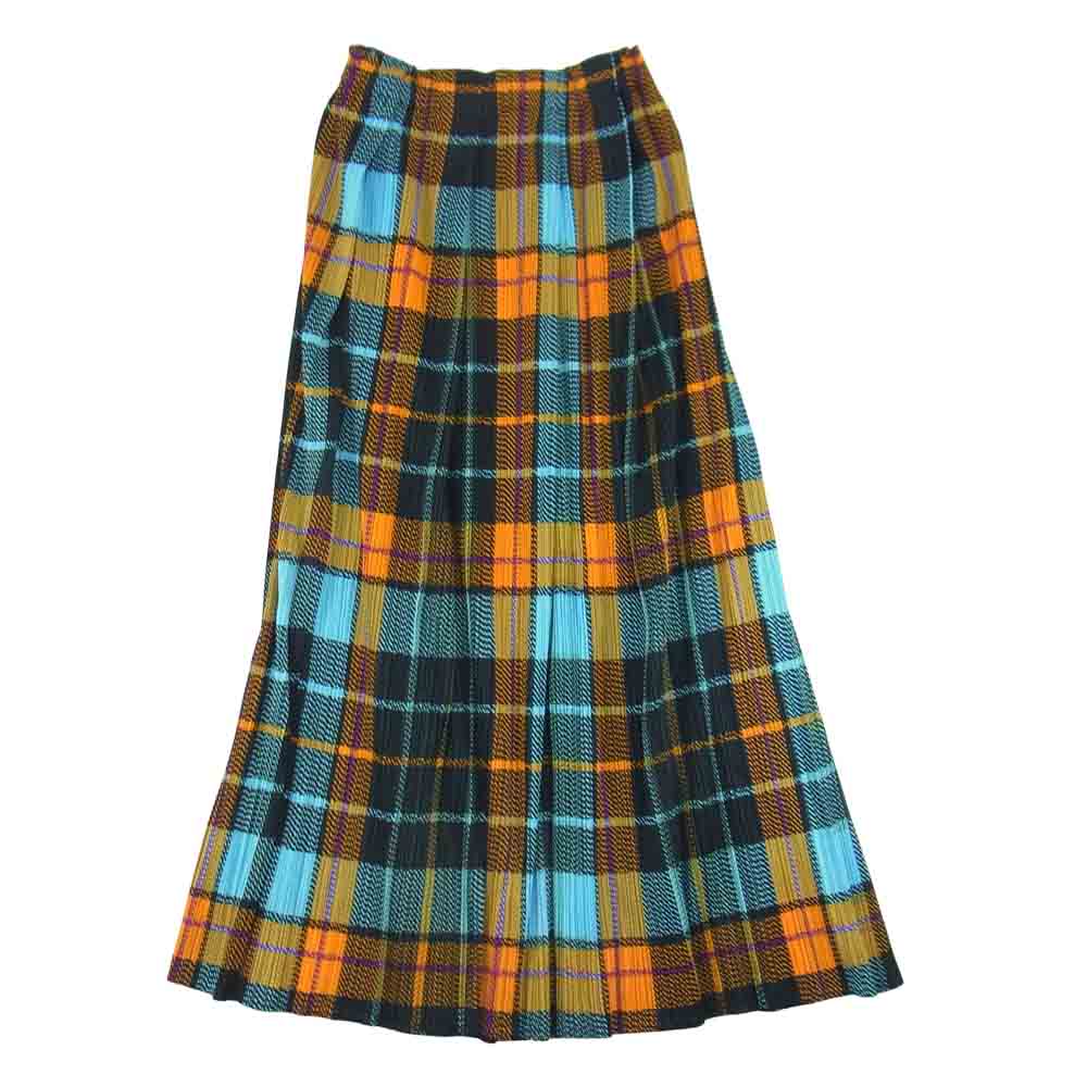 PLEATS PLEASE プリーツプリーズ イッセイミヤケ ISSEY MIYAKE イッセイミヤケ PP14-JG366 プリーツ加工 チェック ロング プリーツスカート マルチカラー系 2【美品】【中古】
