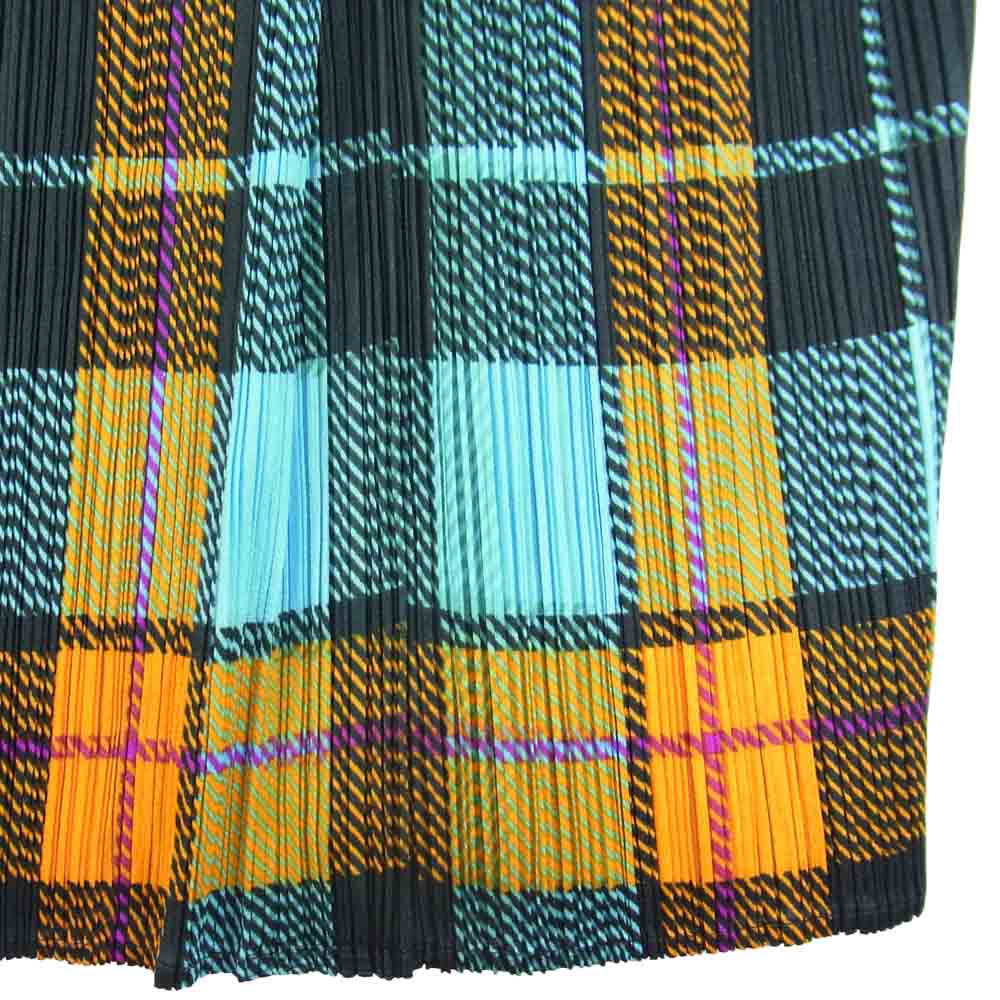 PLEATS PLEASE プリーツプリーズ イッセイミヤケ ISSEY MIYAKE イッセイミヤケ PP14-JG366 プリーツ加工 チェック ロング プリーツスカート マルチカラー系 2【美品】【中古】