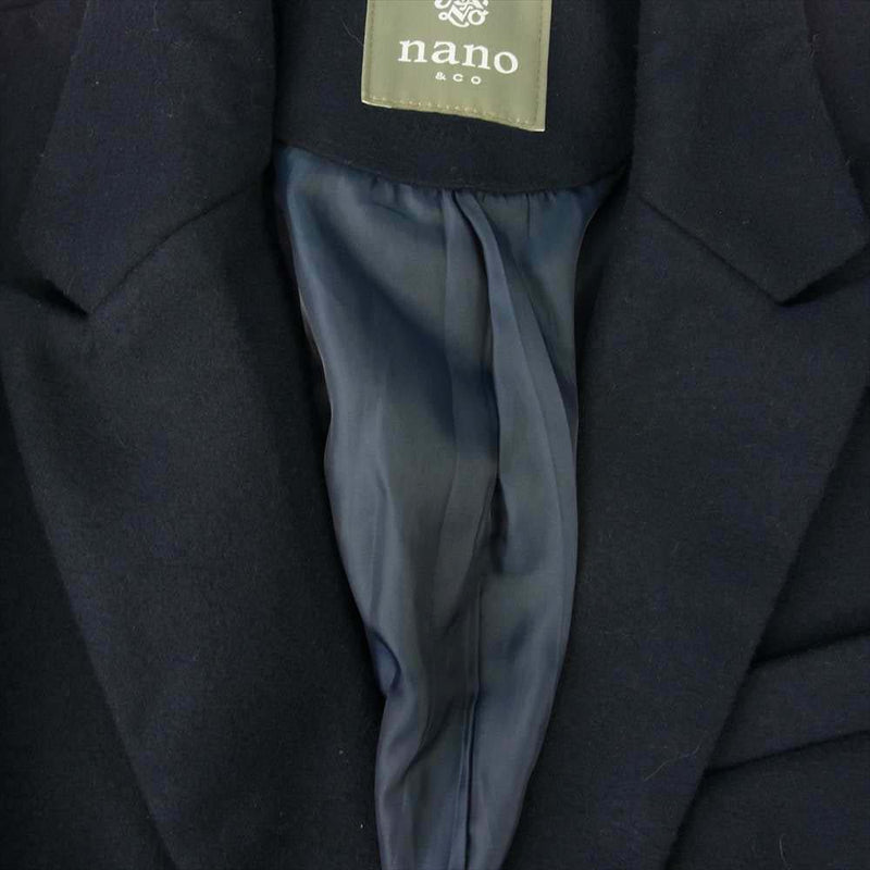 nano universe ナノユニバース ピークドラペル ウール チェスター コート ネイビー系 S【中古】