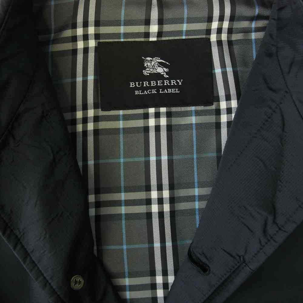 BURBERRY BLACK LABEL バーバリーブラックレーベル 裏地ノヴァチェック ナイロン ステンカラーコート ブラック系 M【中古】