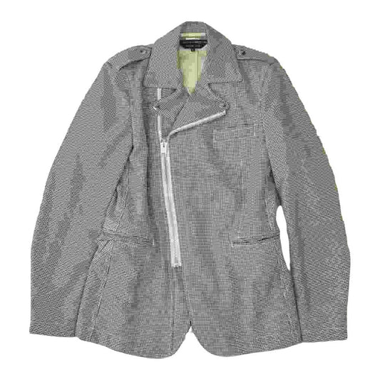 COMME des GARCONS コムデギャルソン HOMME PLUS オムプリュス AD2011 PI-J055 ハウンドトゥース ライダースジャケット ブラック系 ホワイト系 XS【中古】