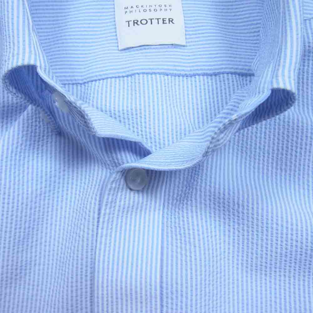 MACKINTOSH PHILOSOPHY マッキントッシュフィロソフィー TROTTER シアサッカー ボタン シャツ ライトブルー系 38【中古】