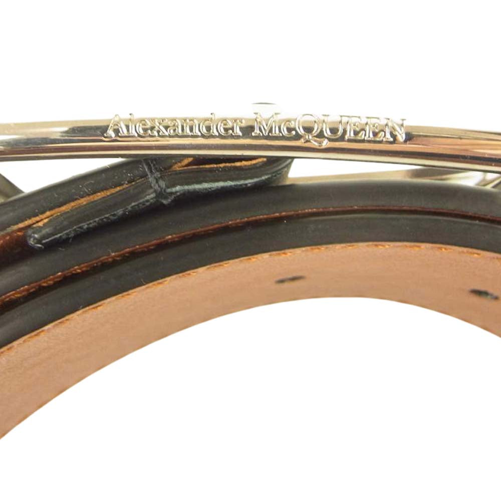 Alexander McQueen アレキサンダーマックイーン ナロー レザー ベルト  ブラック系【美品】【中古】