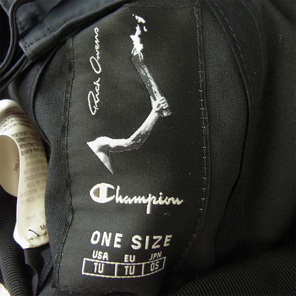 Rick Owens リックオウエンス 未使用品 Chanpion 805363 BASEBALL NYLON CAP チャンピオン ナイロン ベースボール キャップ ブラック系 OS【極上美品】【中古】