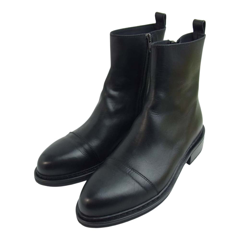 ANN DEMEULEMEESTER アンドゥムルメステール 20024204 サイドジップ レザー ヒール ブーツ ブラック系 41【美品】【中古】