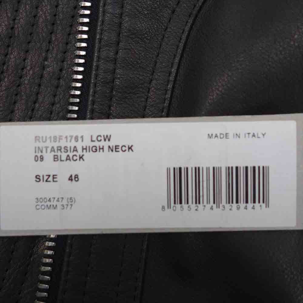 Rick Owens リックオウエンス 18AW RU18F1761 国内正規品 INTARSIA HIGH NECK レザー ジャケット 46【美品】【中古】