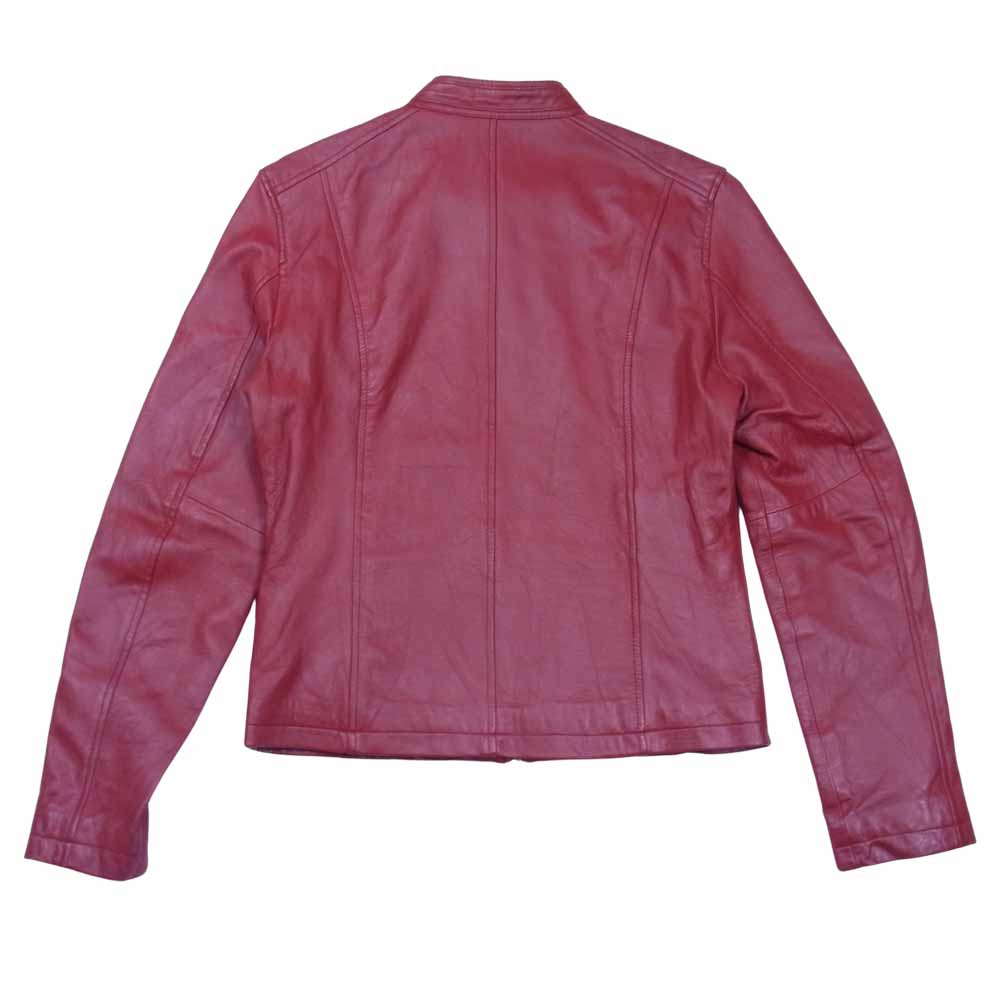 MICHEL KLEIN ミッシェルクラン HOMME 羊革 シングル ライダース ジャケット レッド系 46【中古】