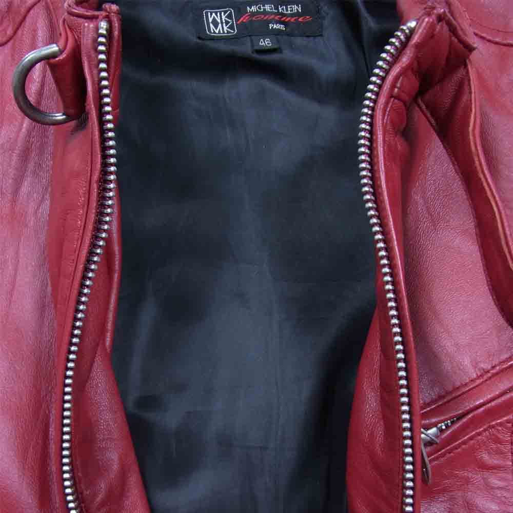 MICHEL KLEIN ミッシェルクラン HOMME 羊革 シングル ライダース ジャケット レッド系 46【中古】