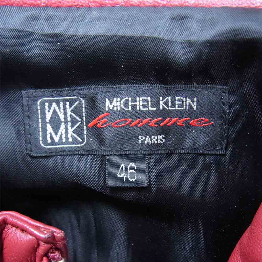 MICHEL KLEIN ミッシェルクラン HOMME 羊革 シングル ライダース ジャケット レッド系 46【中古】