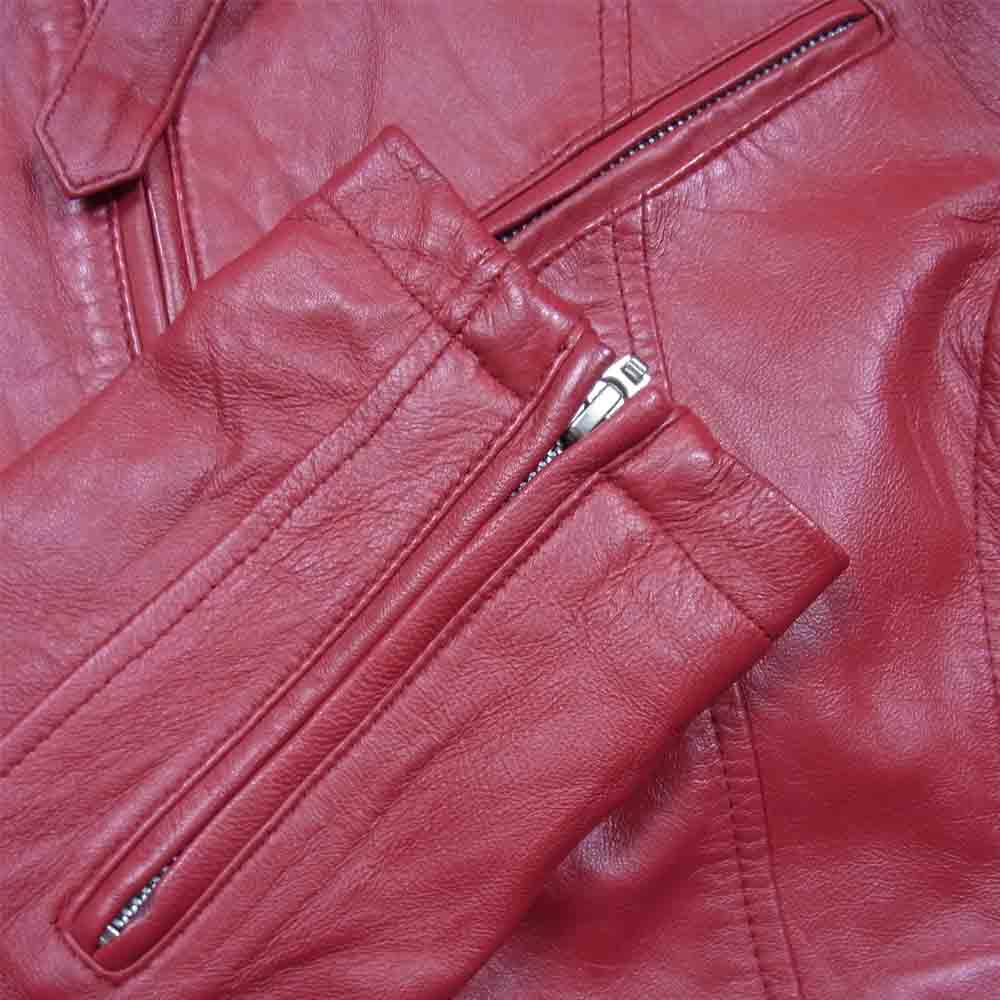 MICHEL KLEIN ミッシェルクラン HOMME 羊革 シングル ライダース ジャケット レッド系 46【中古】