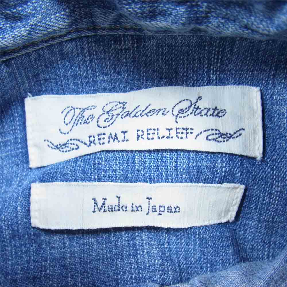 REMI RELIEF レミレリーフ デニム ウエスタン シャツ インディゴブルー系 S【中古】
