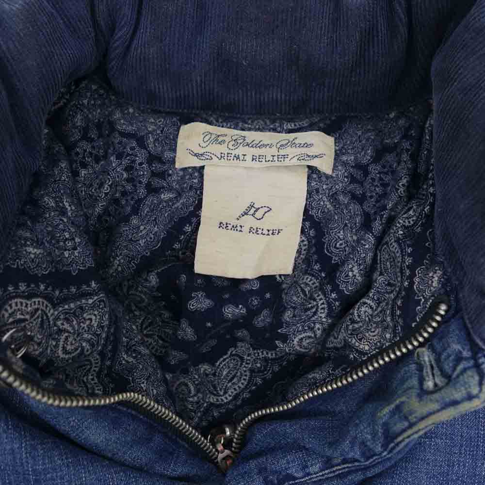 REMI RELIEF レミレリーフ コンチョ ボタン デニム ダウン ジャケット インディゴブルー系 S【中古】
