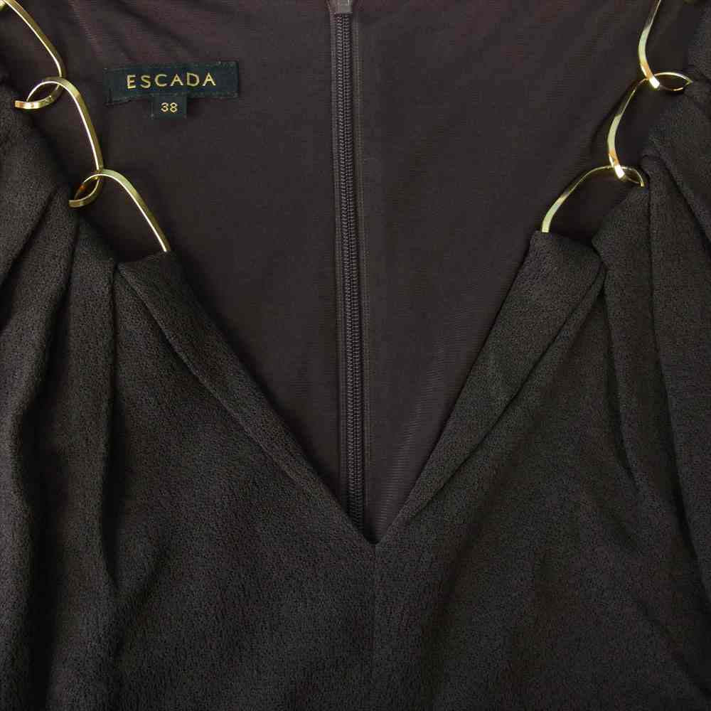 ESCADA エスカーダ チェーン ノースリーブ ワンピース ブラウン系 38【中古】