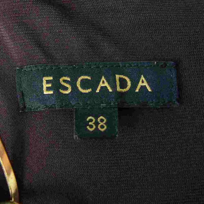 ESCADA エスカーダ チェーン ノースリーブ ワンピース ブラウン系 38【中古】