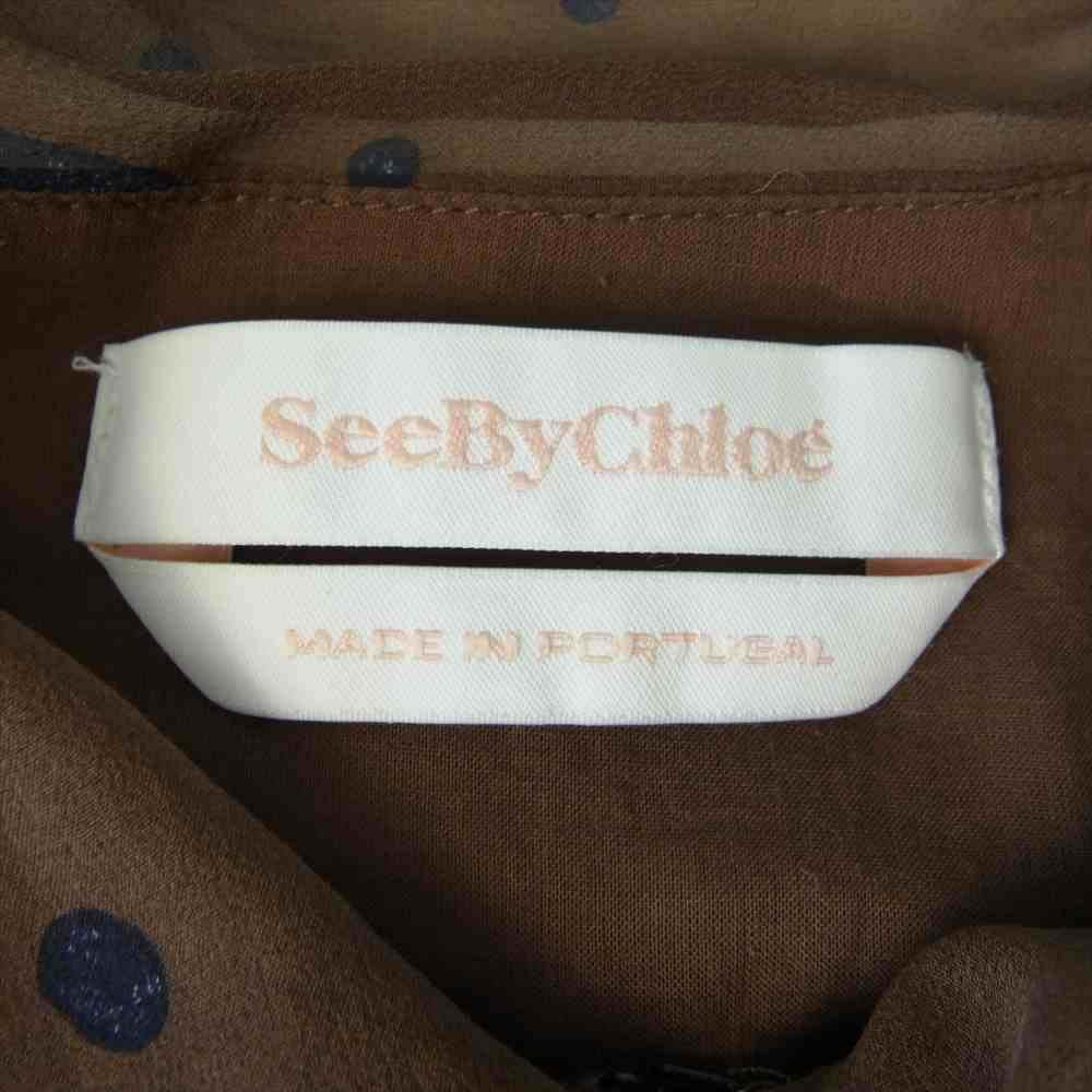 SEE BY CHLOE シーバイクロエ リボンタイ シフォン チュニック ブラウス ブラウン系 36【中古】