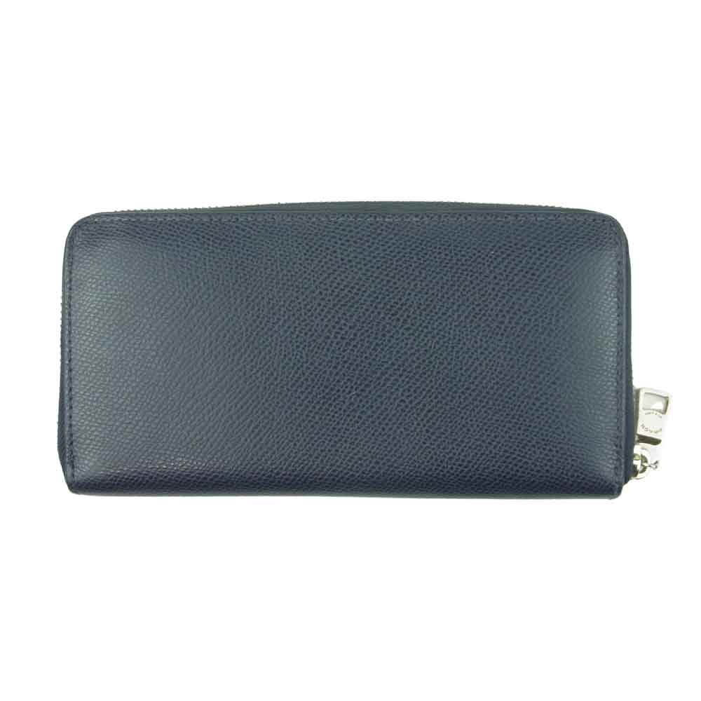 COACH コーチ ラウンドジップ レザー 長財布 ダークネイビー系【中古】