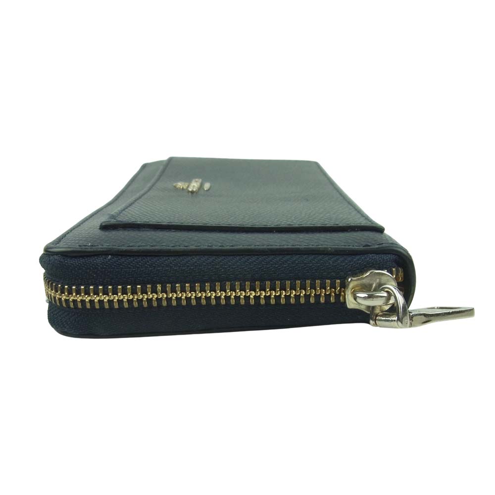 COACH コーチ ラウンドジップ レザー 長財布 ダークネイビー系【中古】
