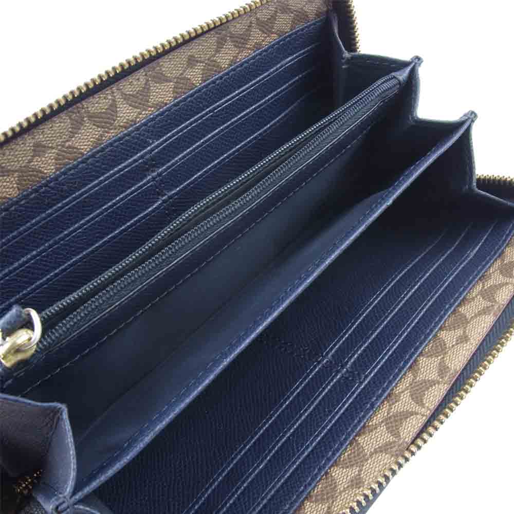 COACH コーチ ラウンドジップ レザー 長財布 ダークネイビー系【中古】