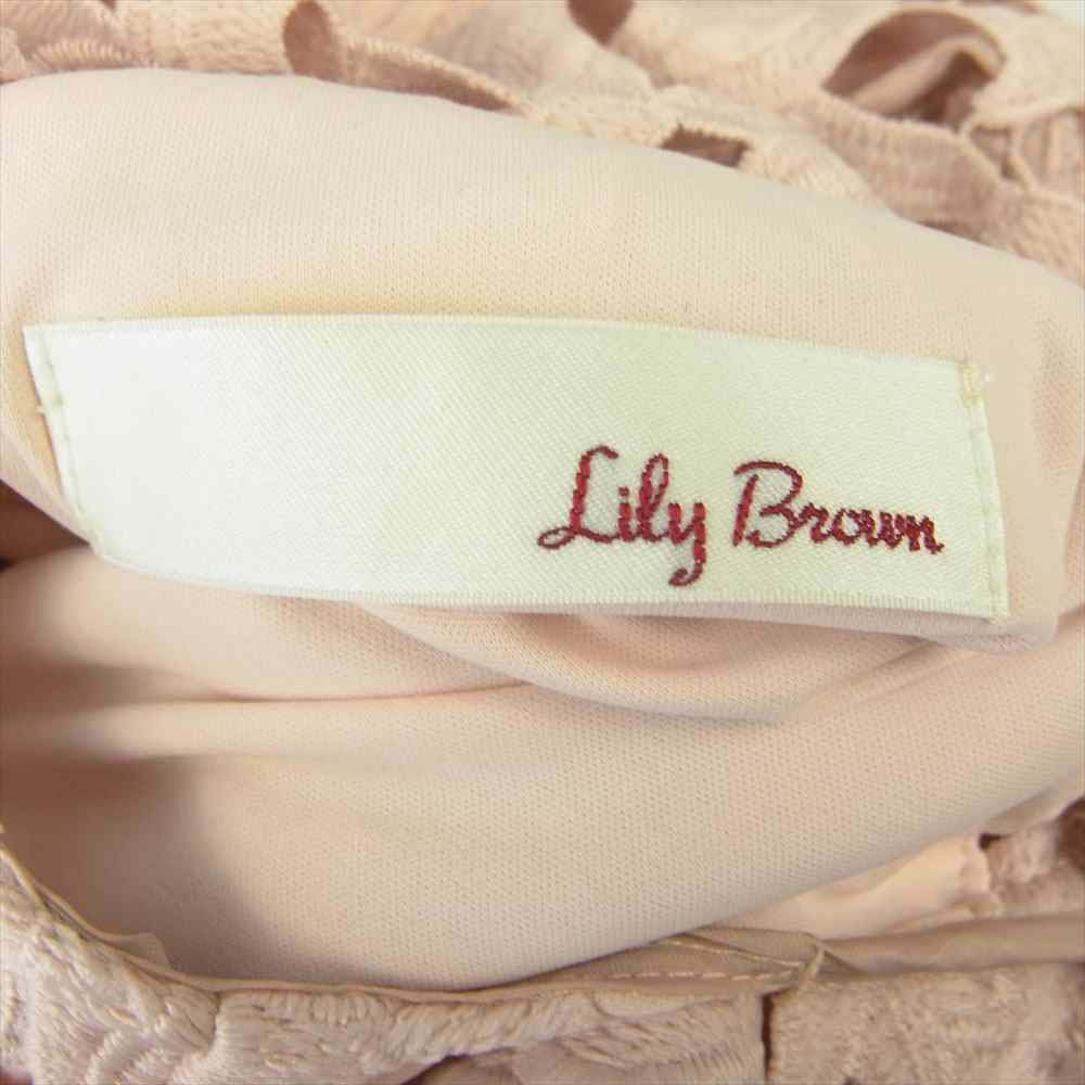 リリーブラウン LWFO174157 フラワーモチーフ カッティングレース ワンピース ドレス ピンク系 1【極上美品】【中古】
