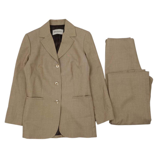 BALMAIN バルマン 国内正規品 フランス製 パンツスーツ セットアップ ライトブラウン系 40【中古】