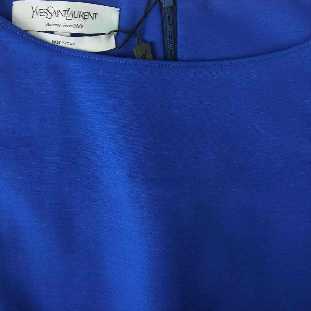 YVES SAINT LAURENT イヴサンローラン 254281 Y2HQJ ノースリーブ パネル ワンピース ドレス ブルー系 38【新古品】【未使用】【中古】