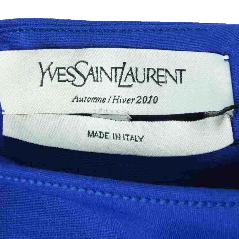 YVES SAINT LAURENT イヴサンローラン 254281 Y2HQJ ノースリーブ パネル ワンピース ドレス ブルー系 38【新古品】【未使用】【中古】