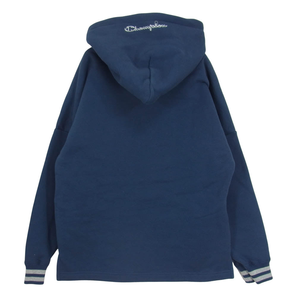 Champion チャンピオン C3-N119 ロゴ プリント 裏起毛 プルオーバー パーカー ネイビー ネイビー系 S【極上美品】【中古】