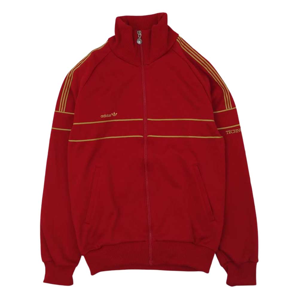 adidas アディダス TAD-7T デサント製 70s ヴィンテージ 西ドイツ TECHNO テクノ トラック ジャケット パンツ ジャージ セットアップ レッド系【中古】