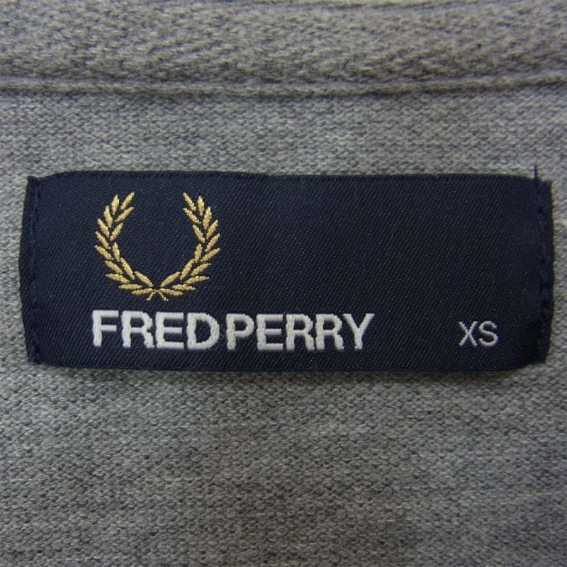 FRED PERRY フレッドペリー M7410 TIPPED PIQUE CARDIGAN 鹿の子 ピケ カーディガン グレー系 XS【中古】