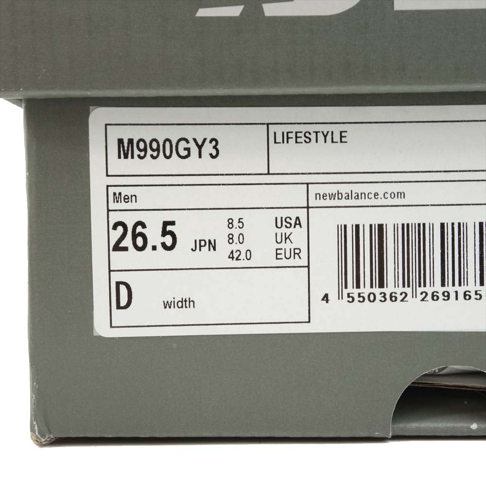 NEW BALANCE ニューバランス M990GY3 スニーカー グレー系 26.5cm【新古品】【未使用】【中古】