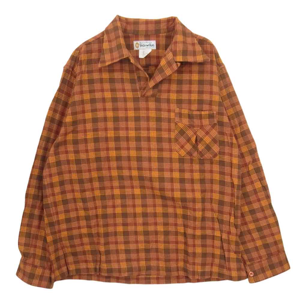 イエローラット プルオーバー フランネル チェック シャツ レッド×イエロー オレンジ系 L【中古】