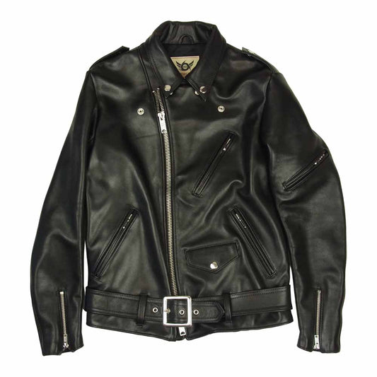 トリプルシックス LJM-10TF 納品書付 ステアハイド タイトフィット フロントベルト ライダース ジャケット ブラック系 34【極上美品】【中古】