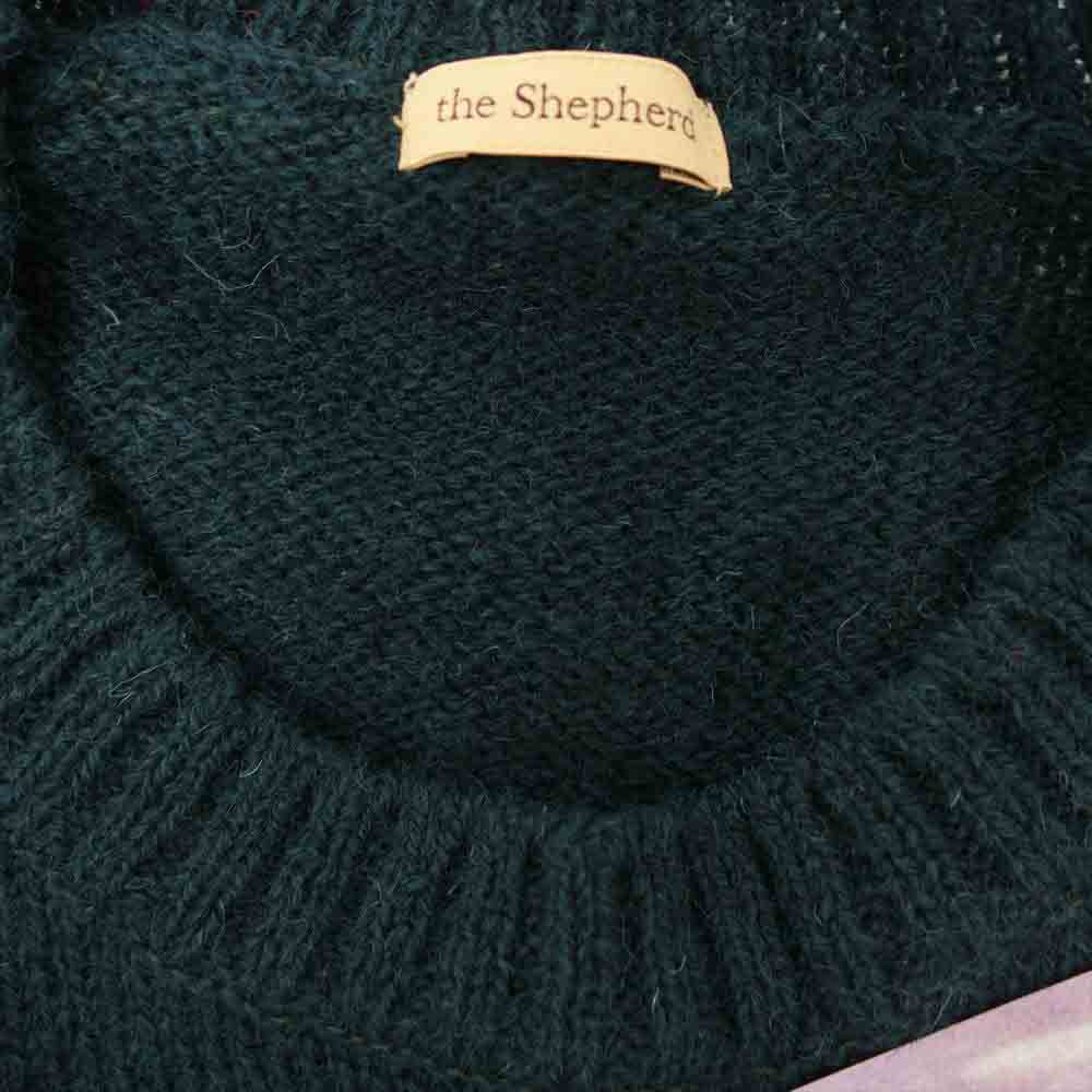 UNDERCOVER アンダーカバー 18AW USV4901 the shepherd 袖パッチ 刺繍 ローゲージラグランクルーニット グリーン系 2【新古品】【未使用】【中古】