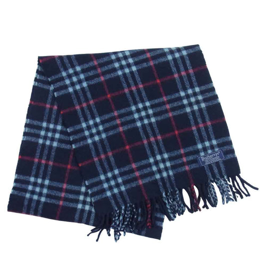 BURBERRY バーバリー ノバチェック カシミヤ マフラー ブラック系【中古】