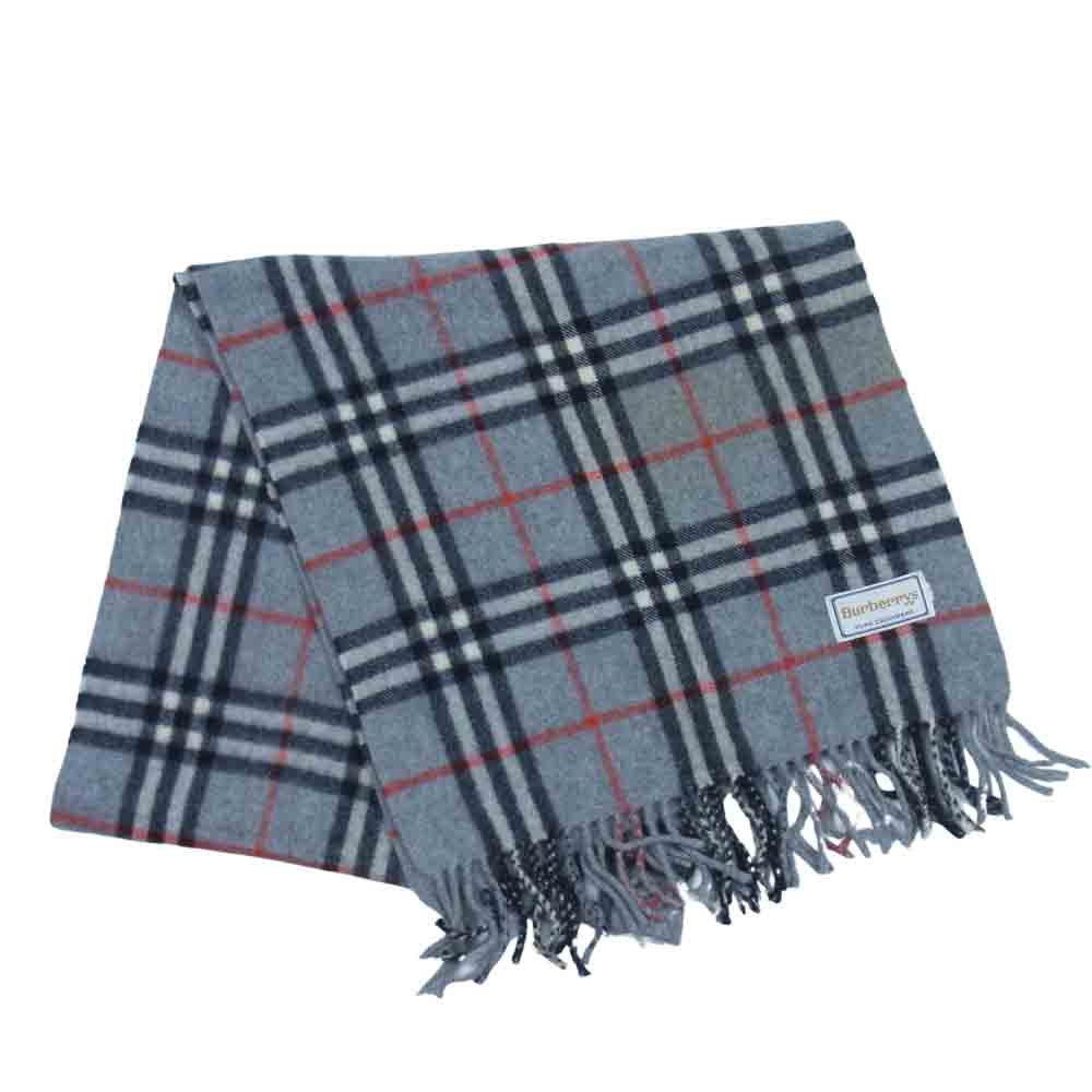 BURBERRY バーバリー ノバチェック カシミヤ マフラー グレー系【中古】