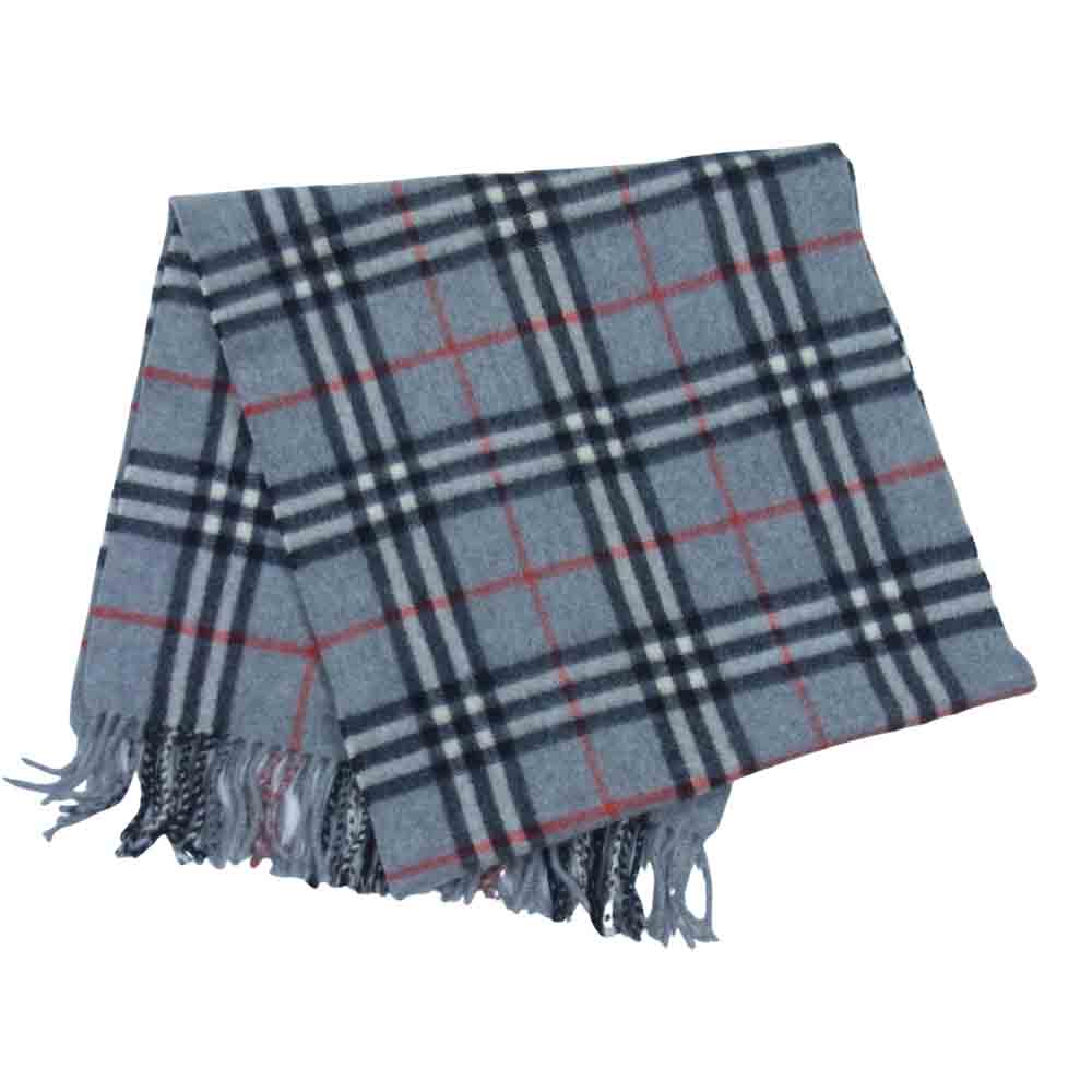 BURBERRY バーバリー ノバチェック カシミヤ マフラー グレー系【中古